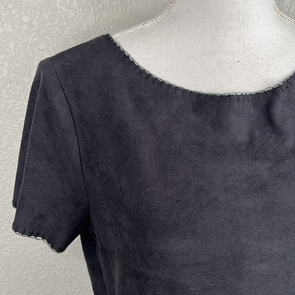 Hollister Black Faux Suede Top with Side Ties Size Small - Picture 2 of 6